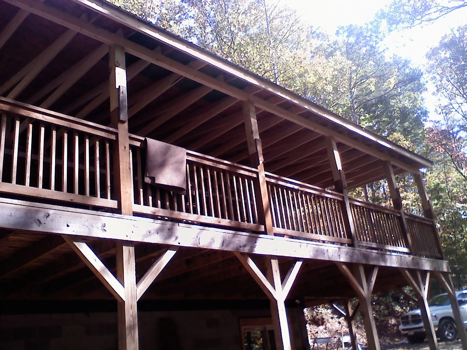 Timber framing under a new elevated porch and deck — Roof Leak Repair in Mechanicsburg by Roofing Brothers